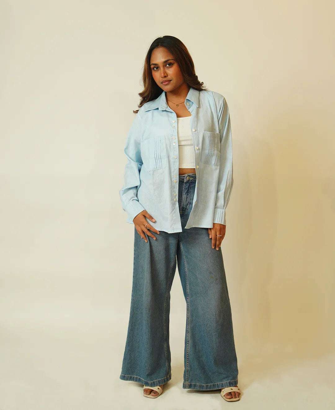 The Pinstripe Pocket (Organic Cotton Based Shirt with Big Pocket with Pintucks)