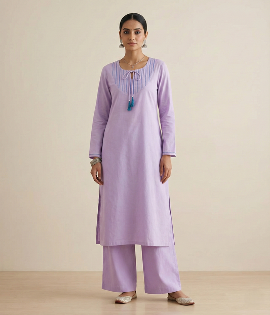 Pleats and Threads Kurta Set