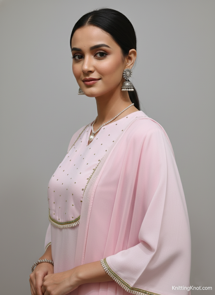 Self Pearly Farsi Short Kurta Set