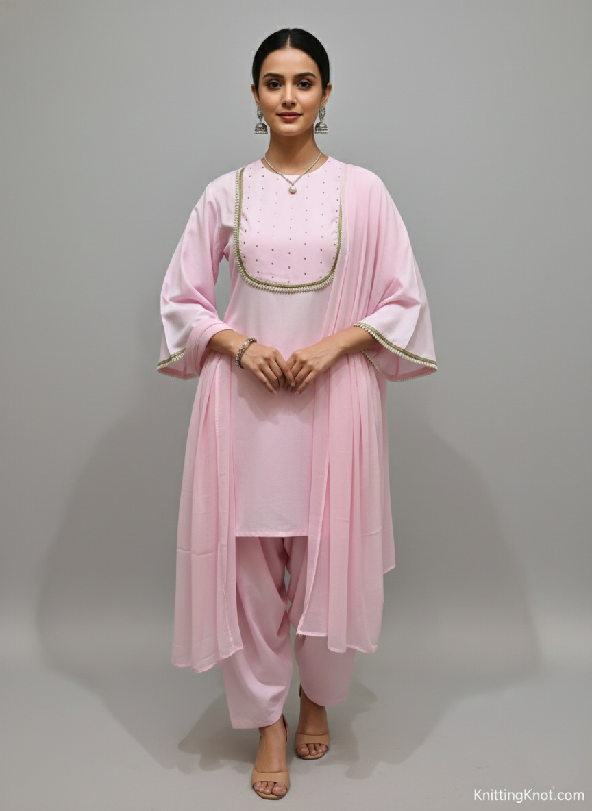 Self Pearly Farsi Short Kurta Set