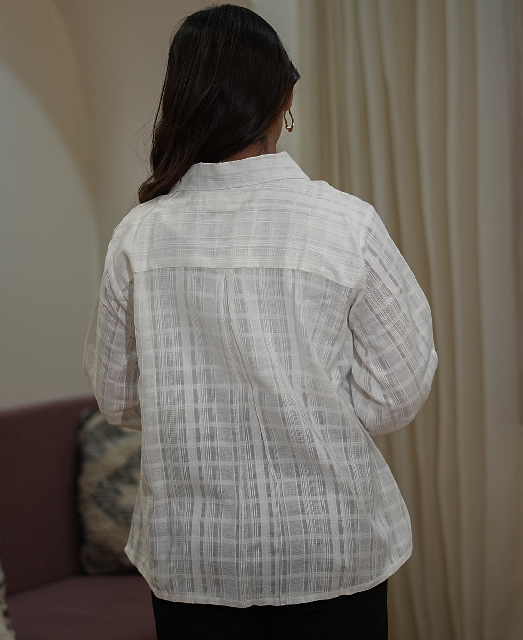 The Subtle Statement (Self Pattern Loose Fit with ballon Sleeve Shirt)