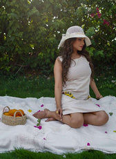 The Half Bloom Pure Cotton Boat Neck A-Line Dress