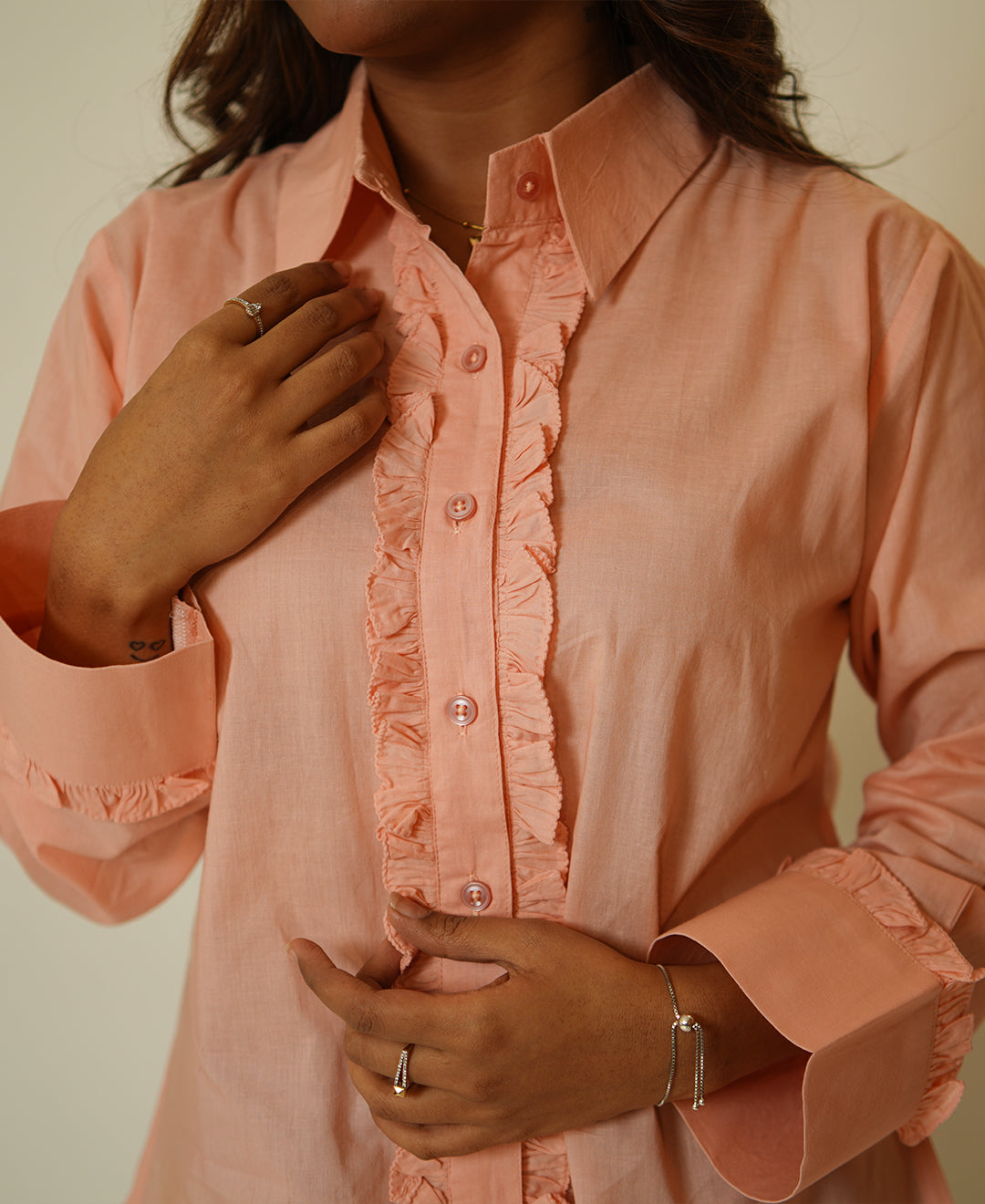 The Ruffle Affair (Cambridge Cotton Ruffled Detailing on Front & Cuff Shirt)