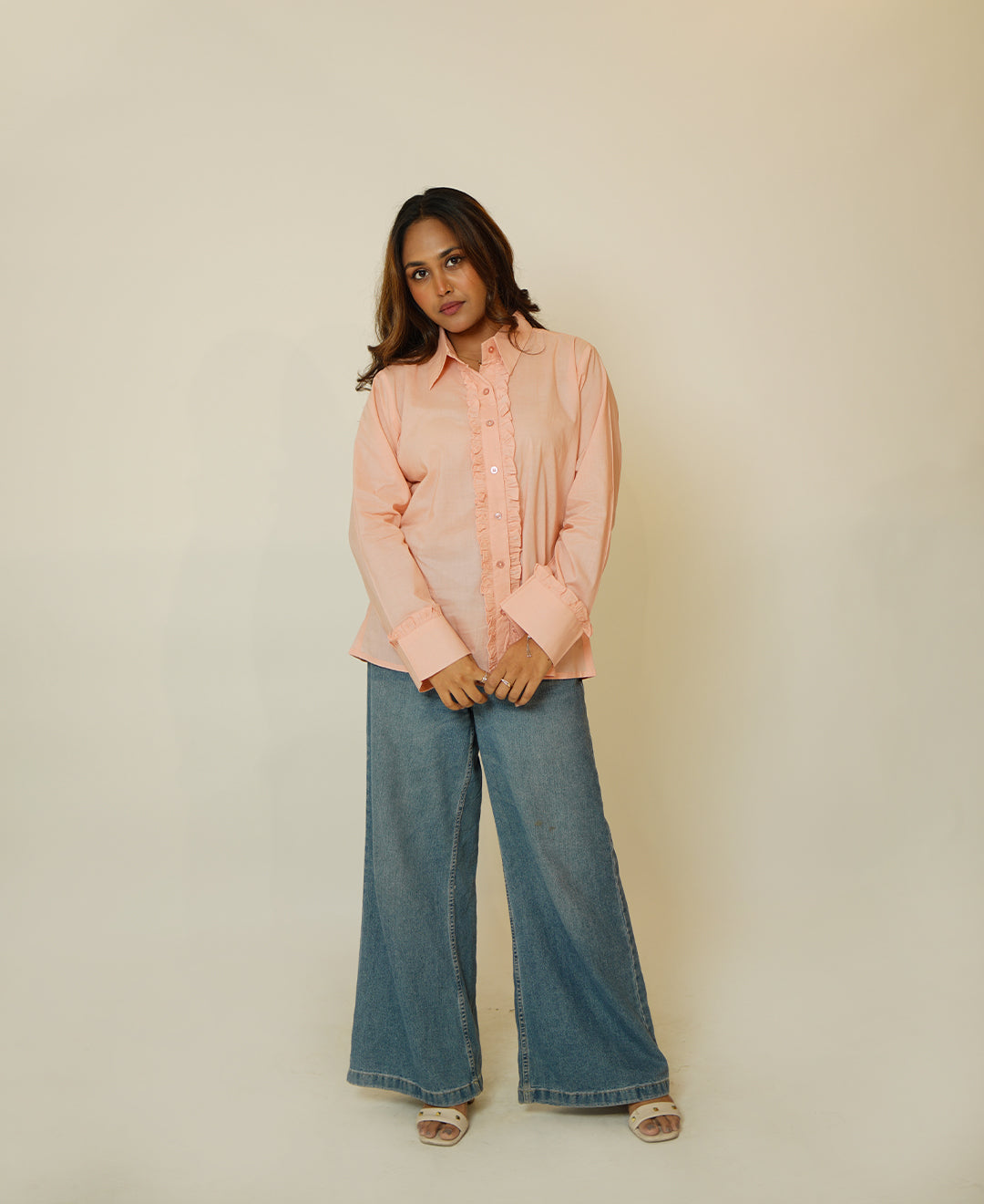 The Ruffle Affair (Cambridge Cotton Ruffled Detailing on Front & Cuff Shirt)