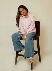 Self Pattern Loose Fit with Balloon Sleeve Shirt