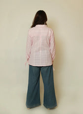 Self Pattern Loose Fit with Balloon Sleeve Shirt