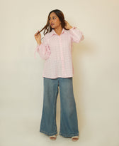 The Subtle Statement (Self Pattern Loose Fit with ballon Sleeve Shirt)