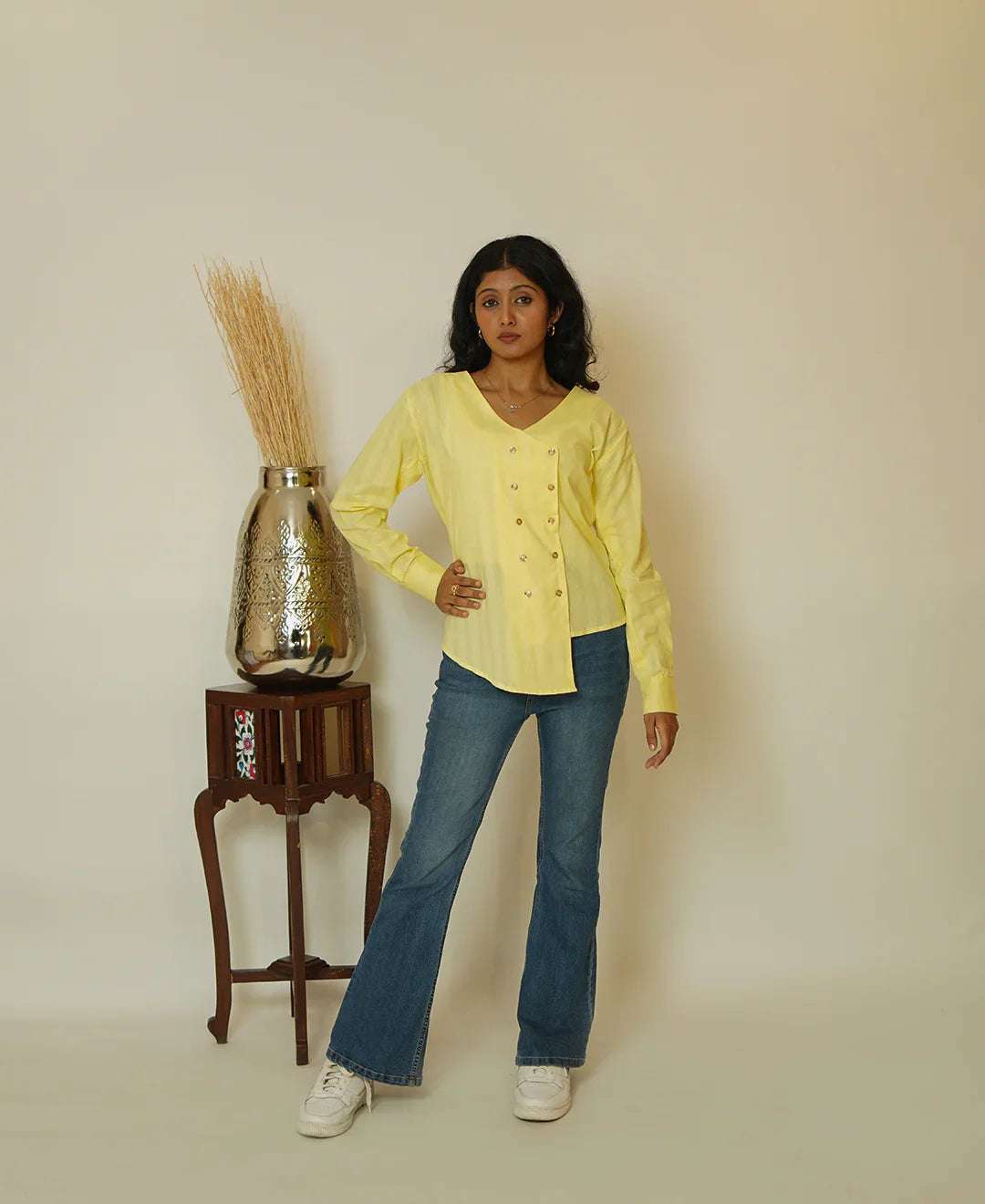The Edge Cut – Women’s Edge-Cut Double-Breasted Cotton Shirt