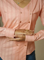 The Edge Cut – Women’s Edge-Cut Double-Breasted Cotton Shirt