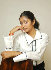 The Contrast Line – Pure Cambridge Cotton Contrast Ripping Shirt for Women
