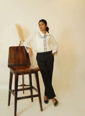 The Contrast Line – Pure Cambridge Cotton Contrast Ripping Shirt for Women