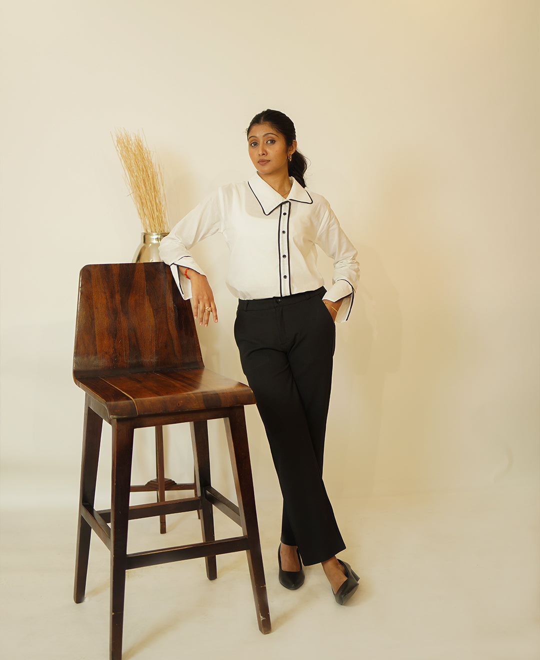 The Contrast Line (Pure Cambridge Cotton Based Contrast Ripping Shirt)