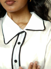 The Contrast Line – Pure Cambridge Cotton Contrast Ripping Shirt for Women