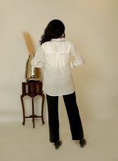 The Contrast Line – Pure Cambridge Cotton Contrast Ripping Shirt for Women