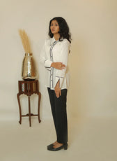 The Contrast Line – Pure Cambridge Cotton Contrast Ripping Shirt for Women