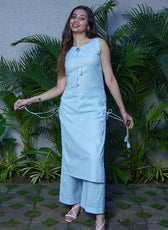 French Criss Cross Kurta Set – Organic Cotton Kurta & Pant