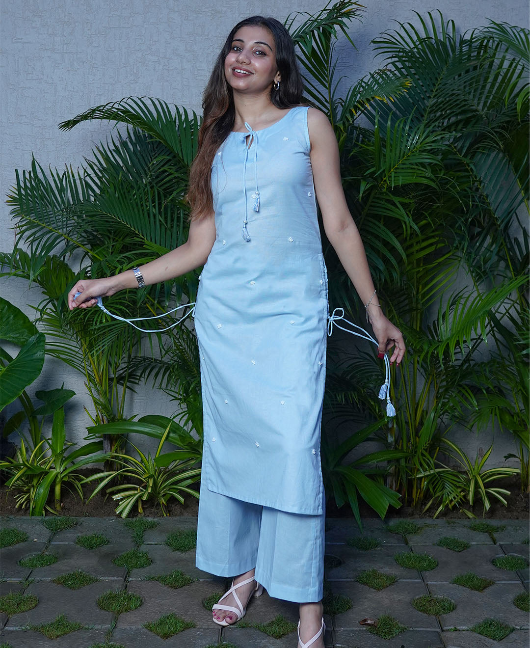 French Criss Cross Kurta Set – Organic Cotton Kurta & Pant