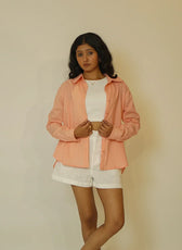 The Up & Down Elegance – Self Checks Cotton Shirt with Pleated Detailing