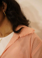 The Up & Down Elegance (Self Checks Cotton Based Pleated on Neck & Sleeves Shirt with Up & Down Elegance)