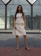 The Half Bloom Pure Cotton Boat Neck A-Line Dress