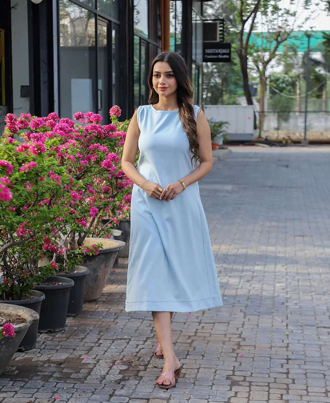The Kantha stich A-line Dress
