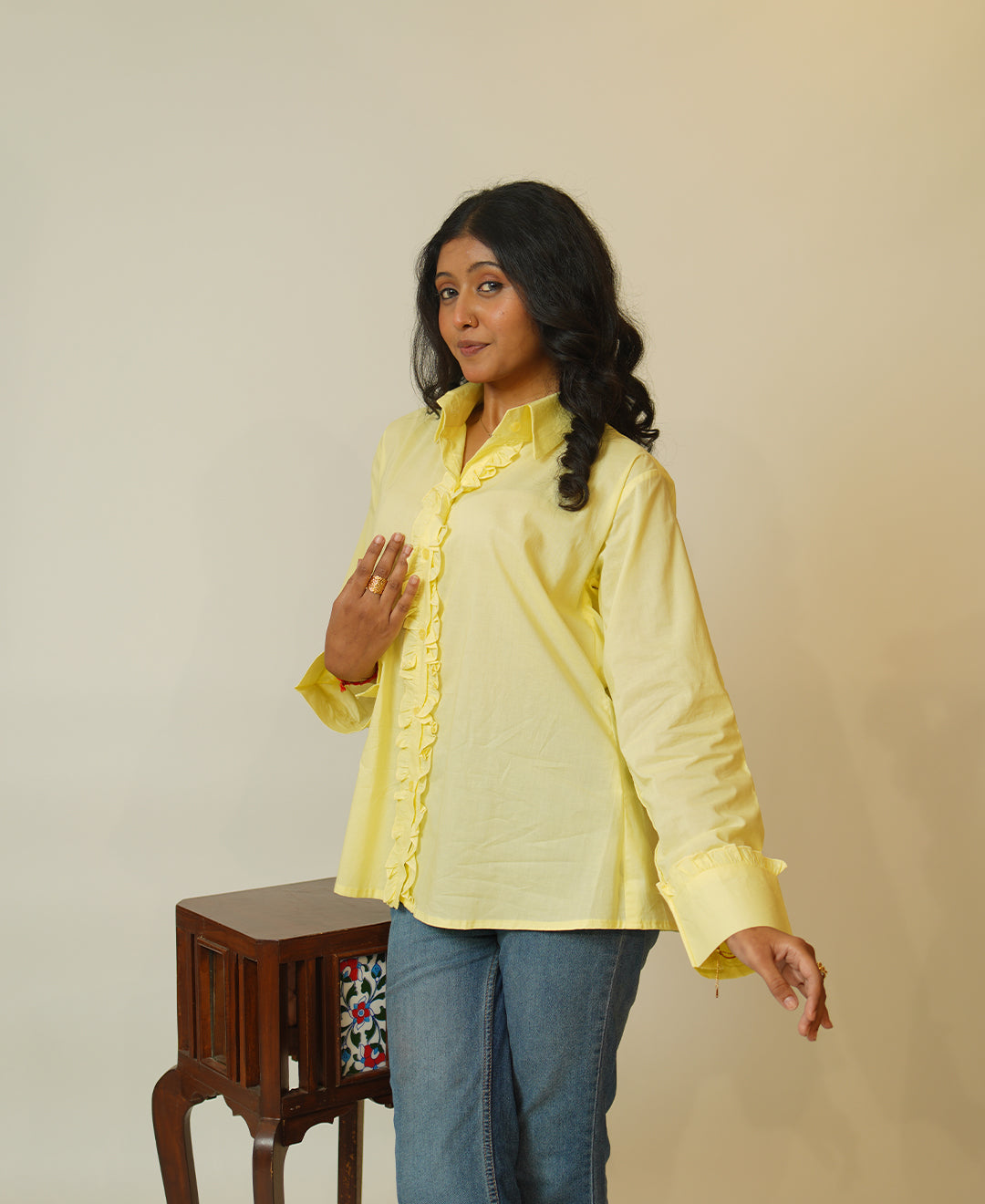 The Ruffle Affair (Cambridge Cotton Ruffled Detailing on Front & Cuff Shirt)