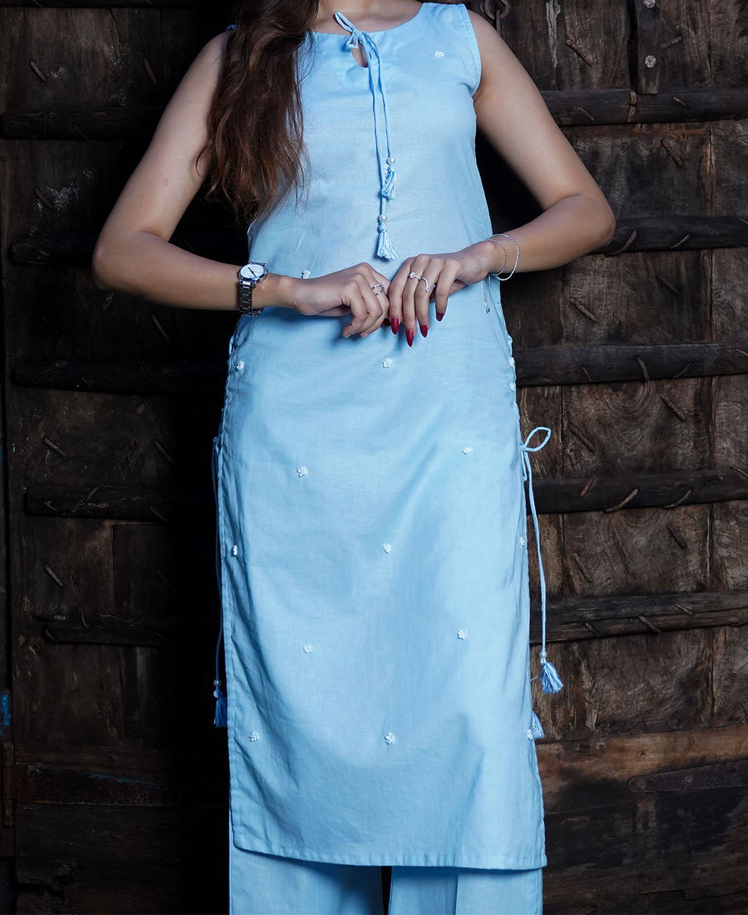French Criss Cross Kurta Set – Organic Cotton Kurta & Pant