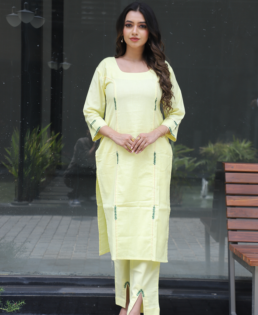 The princess kantha stitch kurta set