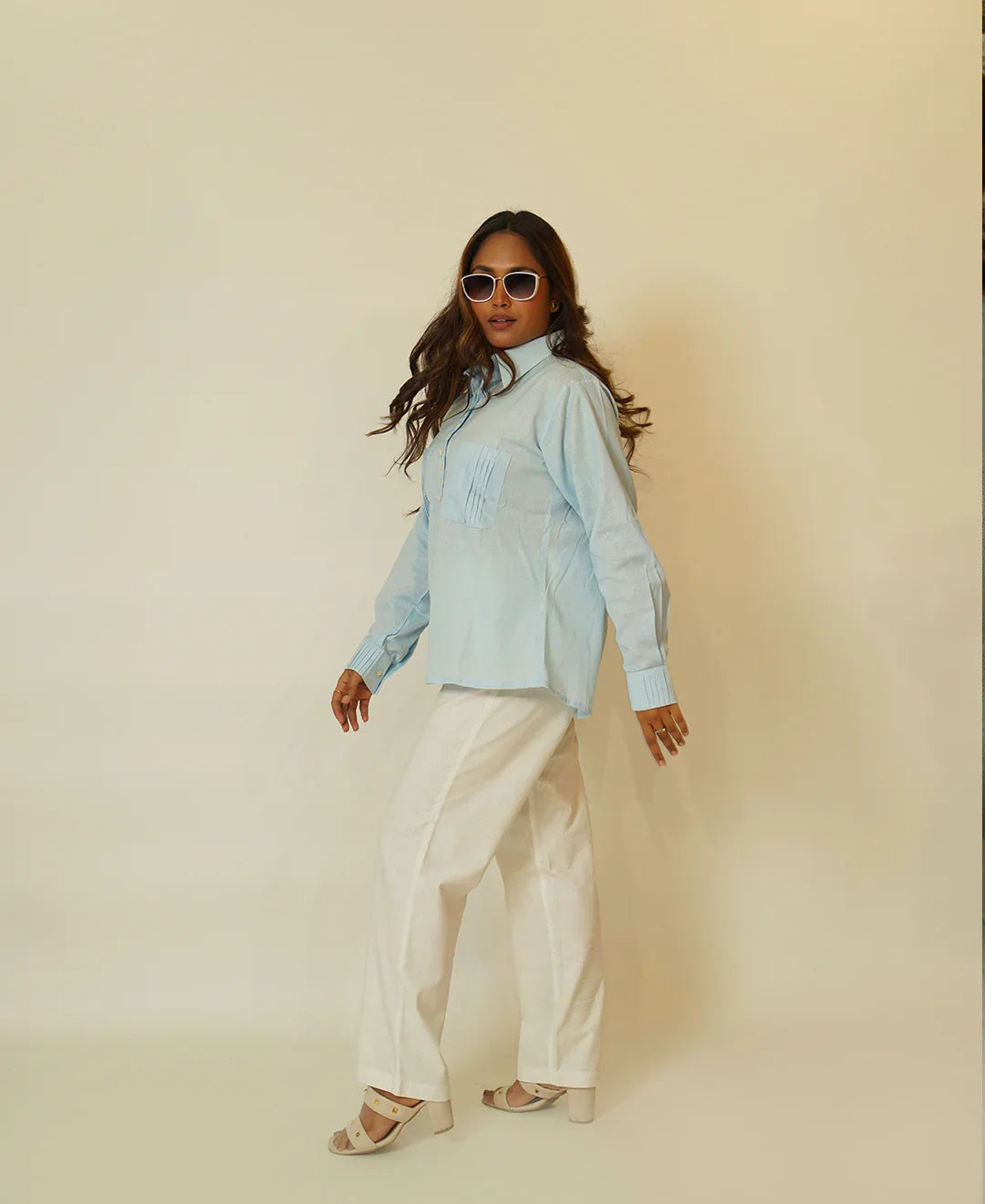 The Pinstripe Pocket – Organic Cotton Shirt with Pintucks & Oversized Pocket