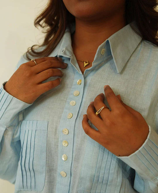 The Pinstripe Pocket (Organic Cotton Based Shirt with Big Pocket with Pintucks)