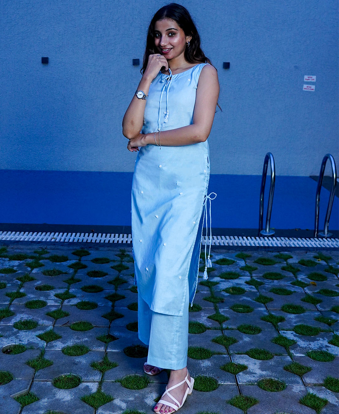 French Criss Cross Kurta Set – Organic Cotton Kurta & Pant