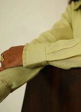 The Up & Down Elegance (Self Checks Cotton Based Pleated on Neck & Sleeves Shirt with Up & Down Elegance)