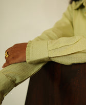 The Up & Down Elegance (Self Checks Cotton Based Pleated on Neck & Sleeves Shirt with Up & Down Elegance)