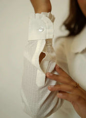 The Up & Down Elegance (Self Checks Cotton Based Pleated on Neck & Sleeves Shirt with Up & Down Elegance)