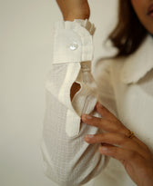 The Up & Down Elegance (Self Checks Cotton Based Pleated on Neck & Sleeves Shirt with Up & Down Elegance)
