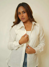 The Up & Down Elegance (Self Checks Cotton Based Pleated on Neck & Sleeves Shirt with Up & Down Elegance)