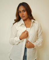 The Up & Down Elegance (Self Checks Cotton Based Pleated on Neck & Sleeves Shirt with Up & Down Elegance)