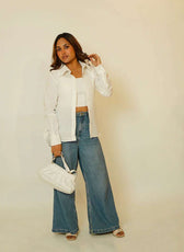 The Up & Down Elegance (Self Checks Cotton Based Pleated on Neck & Sleeves Shirt with Up & Down Elegance)