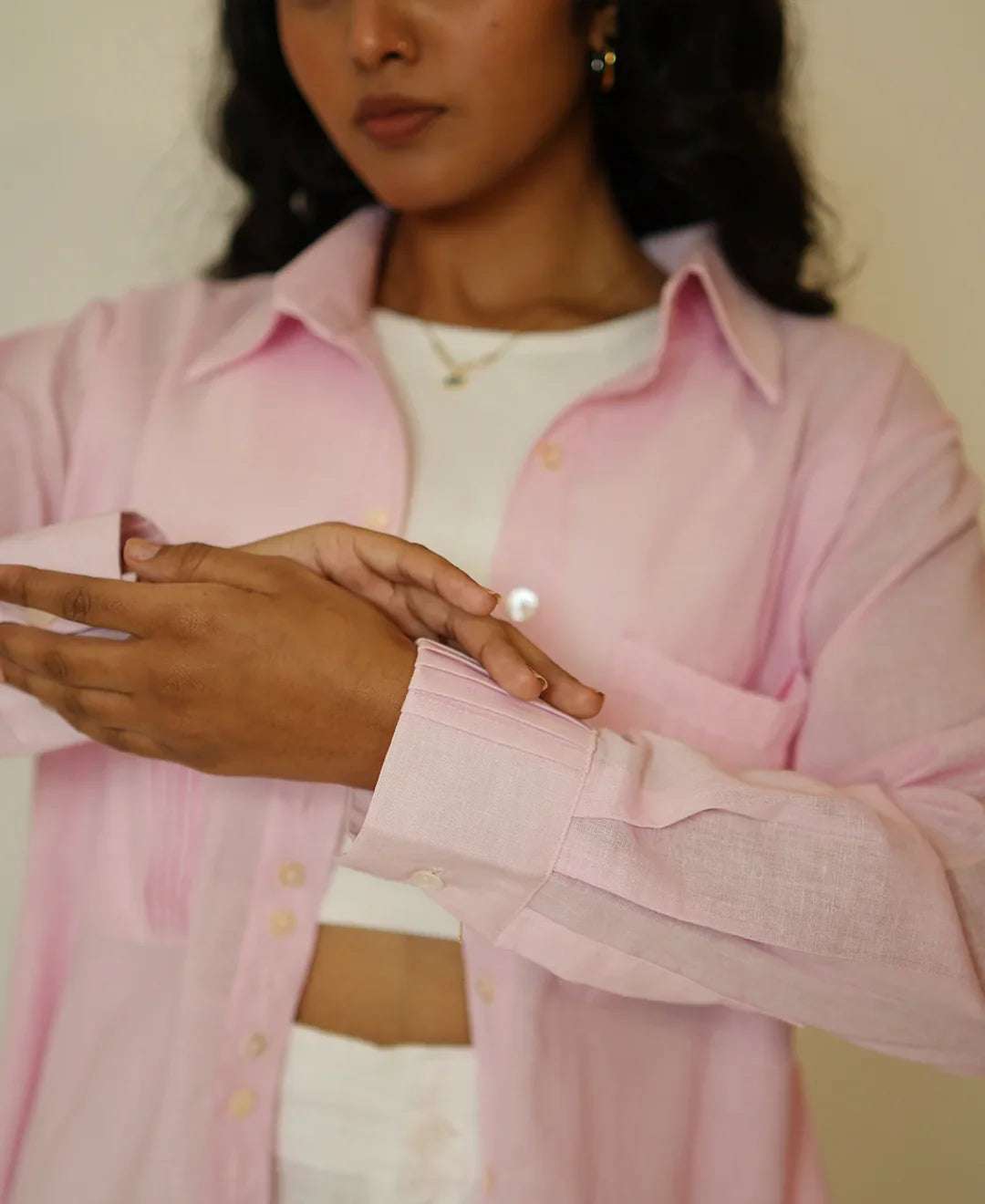 The Pinstripe Pocket (Organic Cotton Based Shirt with Big Pocket with Pintucks)