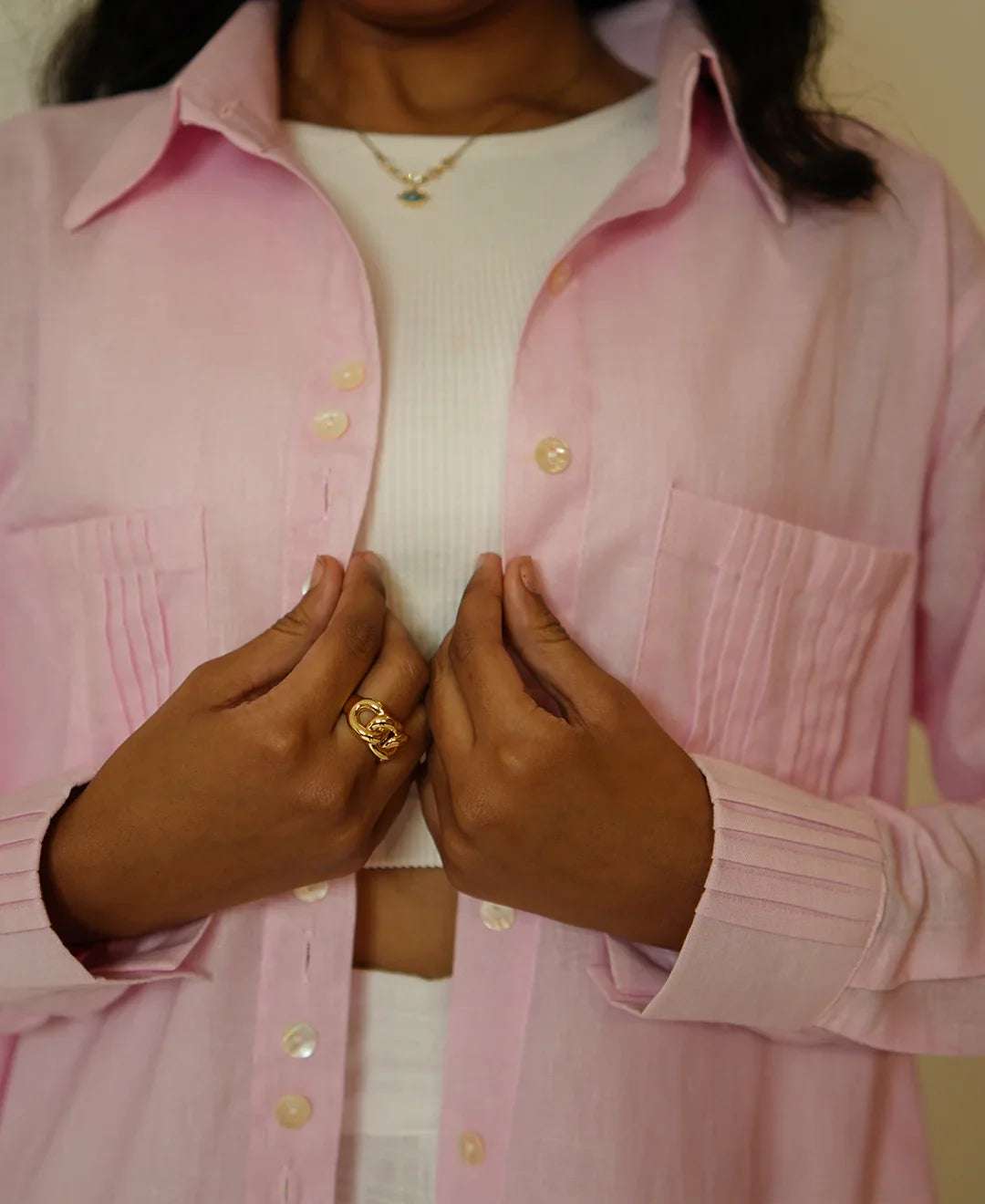 The Pinstripe Pocket (Organic Cotton Based Shirt with Big Pocket with Pintucks)