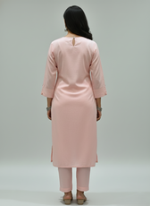 Pleated V Neck Melon Kurta