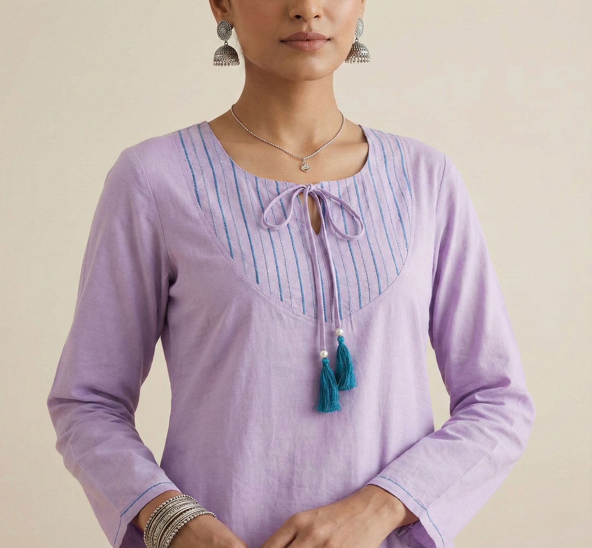 Pleats and Threads Kurta Set
