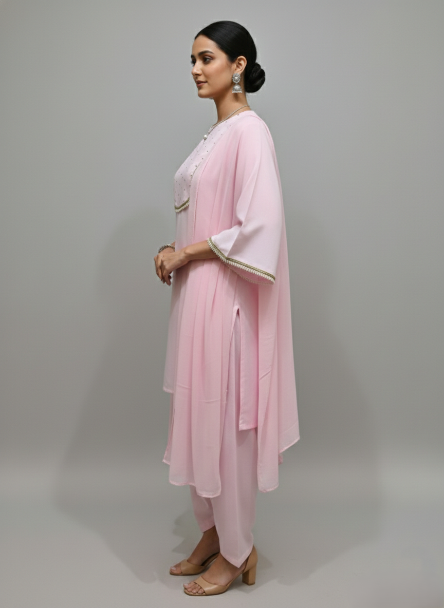 Self Pearly Farsi Short Kurta Set