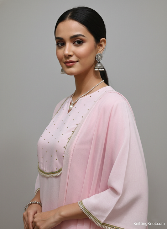 Self Pearly Farsi Short Kurta Set