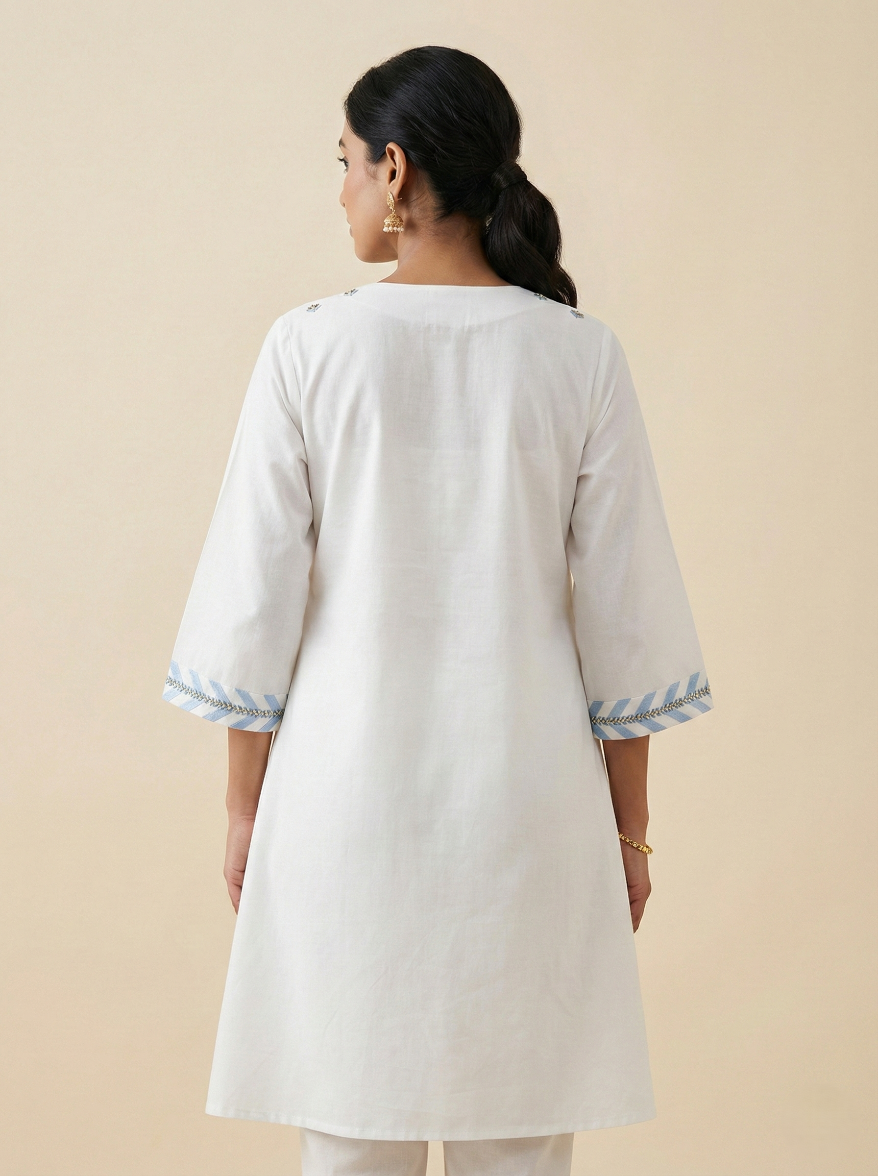 Blue and White Stripy Kurta Set